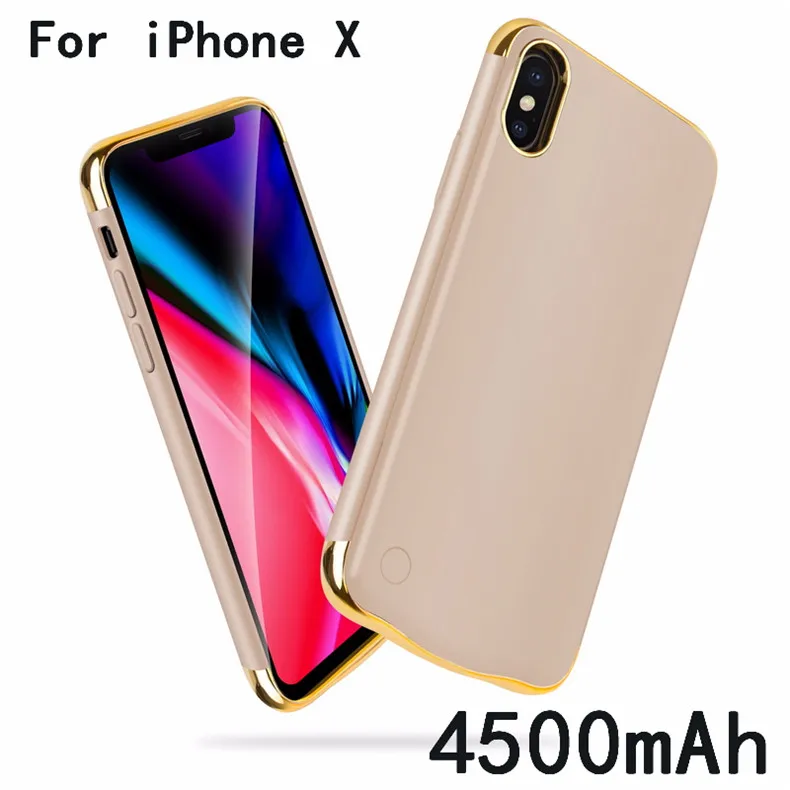 Тонкий ударопрочный чехол-аккумулятор для iPhone X 6 6 S 7 8 Plus, перезаряжаемый внешний резервный блок питания, зарядное устройство для телефона, чехол - Цвет: iX Gold