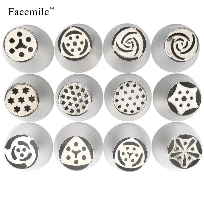 12 шт./компл. большие русские Насадки для украшения тортов инструменты капкейков