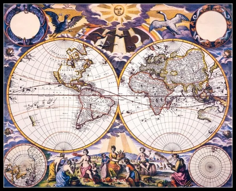 

Embroidery Counted Cross Stitch Kits Needlework - Crafts 14 ct DMC color DIY Arts Handmade Decor - Double Hemisphere World Map
