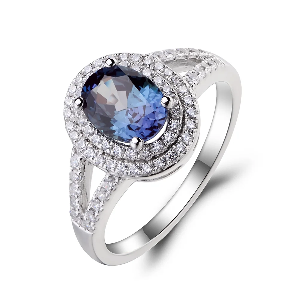 Украшения leige June Birthstone лаборатория Александрит обручальное кольцо Halo Кольцо овальной огранки меняющий цвет драгоценный камень 925 пробы серебряные подарки