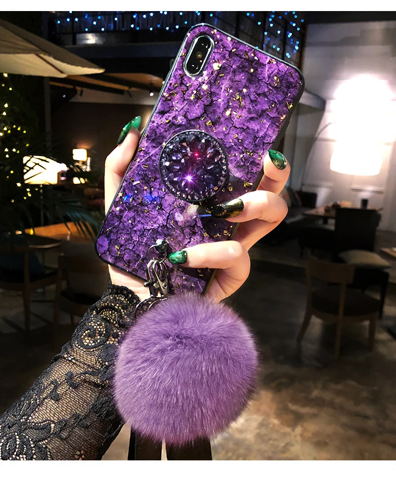 Для iphone 7 Чехол для мобильного телефона с алмазной подставкой P волосы мяч ремешок
