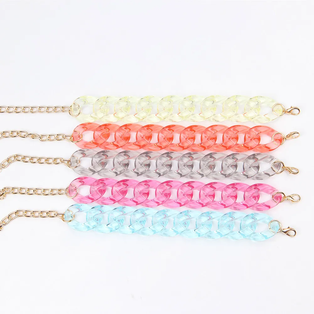 

FishSheep Statement Acrylic Chain Long Necklace Bohemian Summer Plastic Clear Chain Collar Necklaces & Pendants Women Jewelry