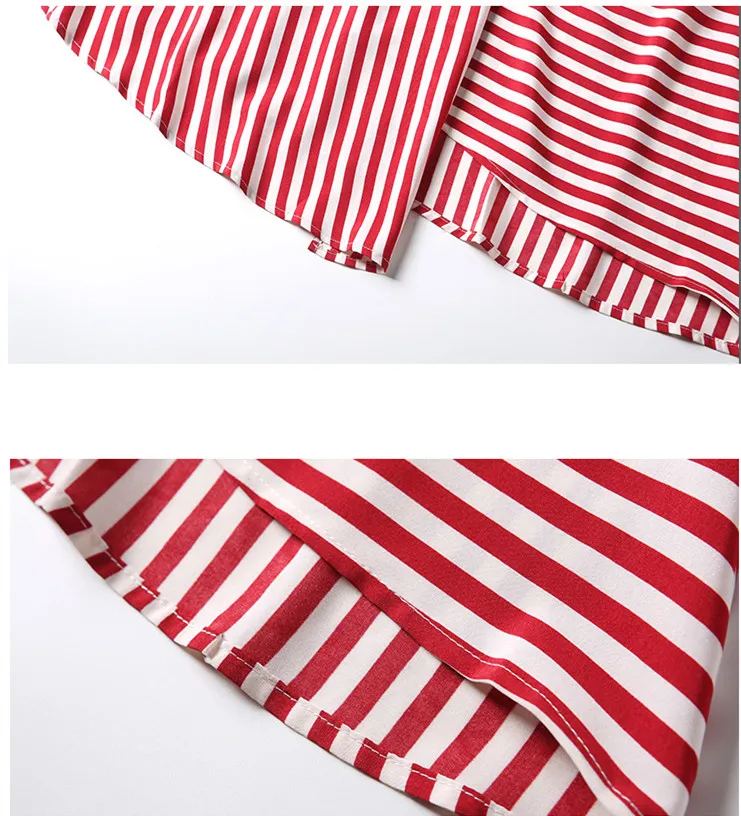 Dropped Shoulder Sleeve Asymmetric Shirt Dress Summer Vintage Office Lady Sashes Red Striped Print Casual Midi Party Dress