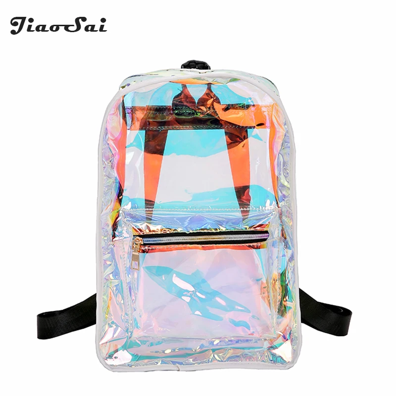 Прозрачный ПВХ женский рюкзак Модный Большой Вместительный школьный для девочек