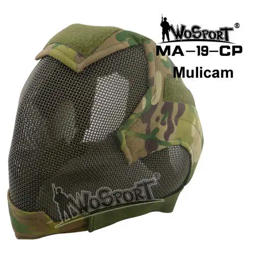 Wosport Paintball Спортивная маска на все лицо обернутая Защитная Военная Тактическая страйкбольная Пейнтбольная защитная сетка стальные маски для лица - Цвет: MA-19-CP