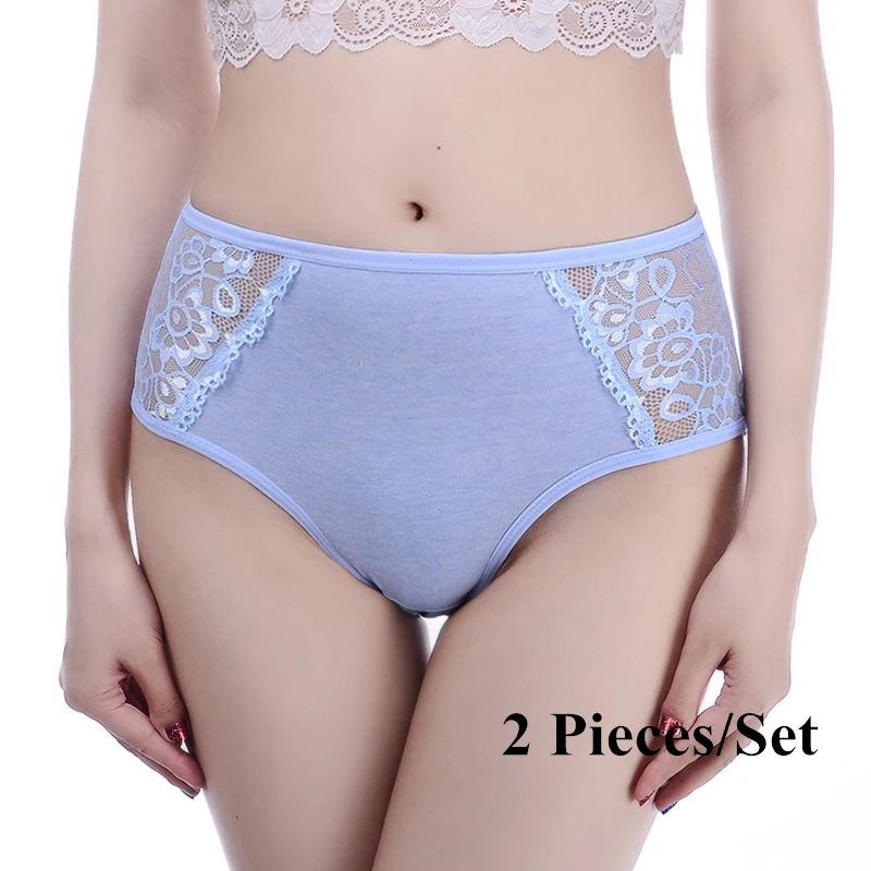 2Pcs-SkyBlue 2 шт./компл. нижнее белье Для женщин трусики женские Высокая Талия хлопковые трусы нижнее белье Для женщин Удобные трусики женское нижнее белье - Цвет: 2Pcs-SkyBlue