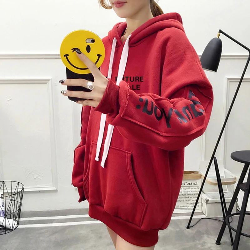 DOMI Новый Harajuku для женщин толстовка осень и зима новые толстые теплые бархатные
