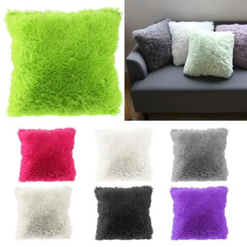 

Plush Pillow Case Soft Plush Faux Fur Cushion Covers Home Decorative Cushion Cover Hotel Home Throw Pillows For Sofa Car Chair