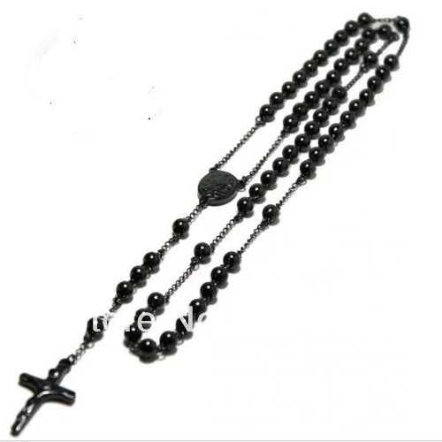 Цепочка Из Нержавеющей Стали с шариками и крестом Иисуса ожерелье из нержавеющей