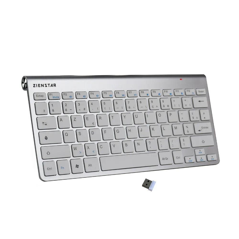 Zienstar AZERTY, ультра тонкая беспроводная клавиатура на французском языке 2,4G для Macbook/PC компьютера/ноутбука/Smart tv с usb-приемником