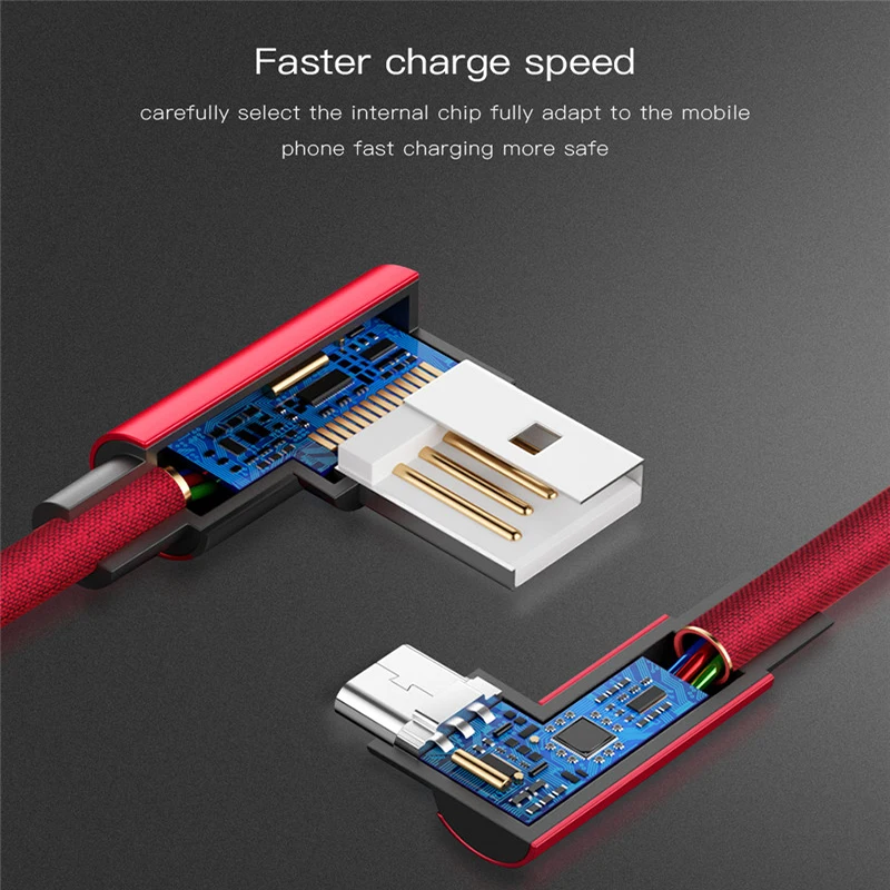 90 градусов Micro usb кабель для передачи данных 2.4A Быстрый usb зарядный кабель для samsung Xiaomi LG Microusb зарядный кабель
