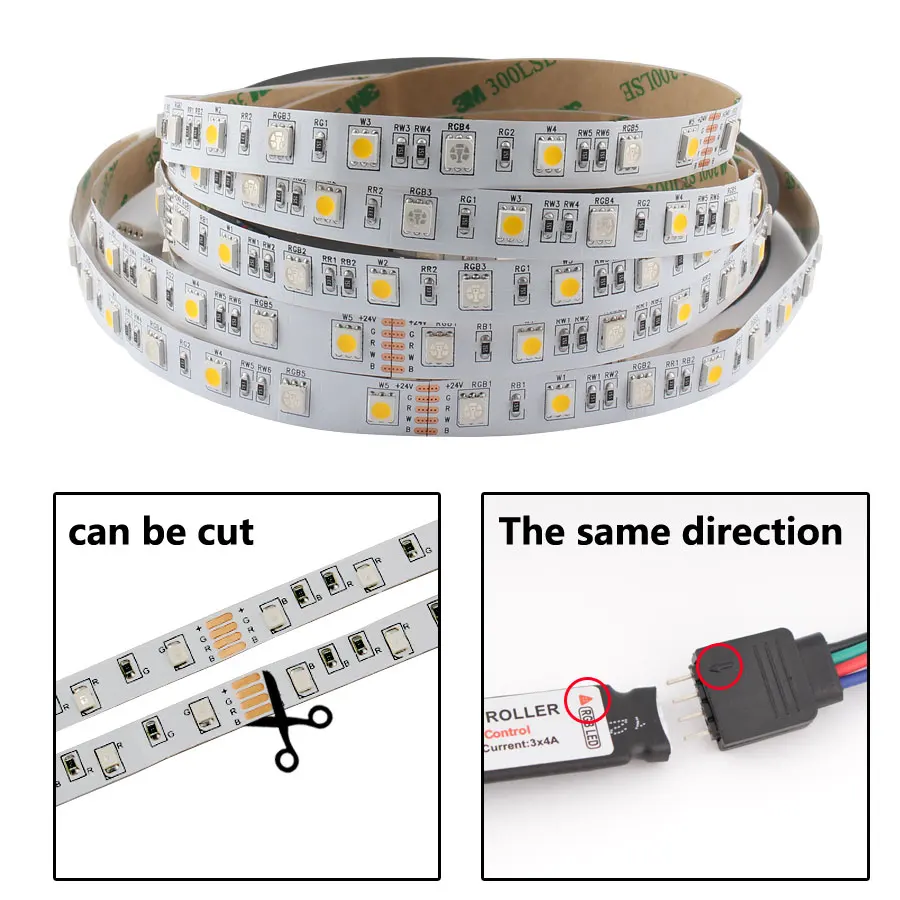 AC DC 12 В Светодиодная лента RGBW RGBWW PC SMD 5050 5 м Водонепроницаемая светильник Гибкая