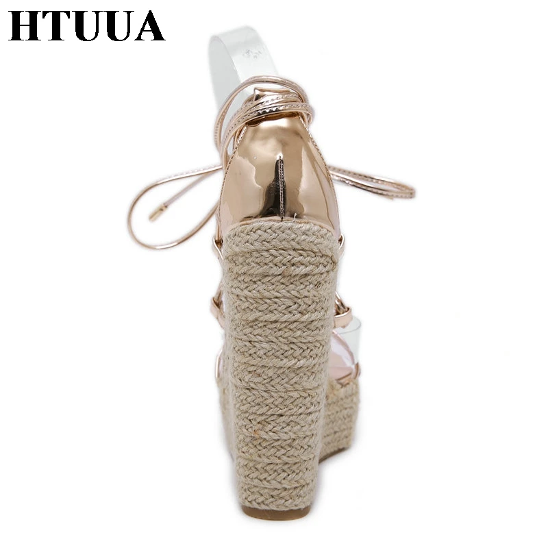 HTUUA/2019 модные летние женские босоножки на платформе пикантные сандалии