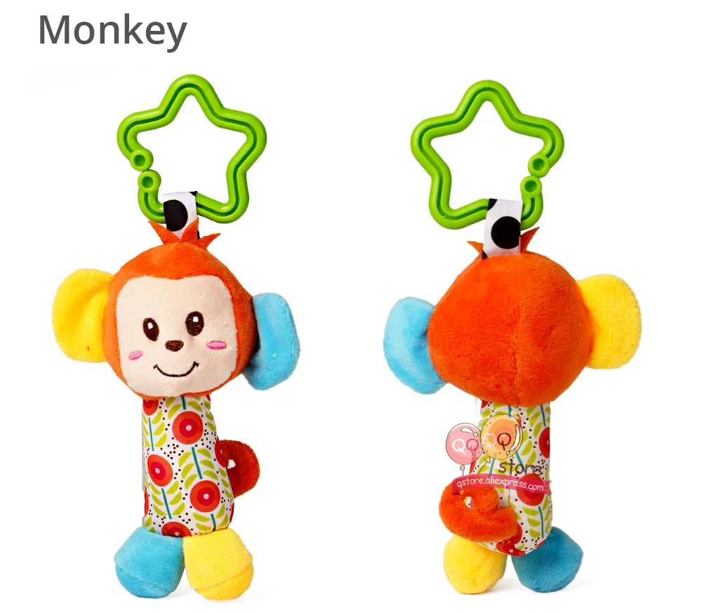 Happy monkey животных, плюшевые мягкие детские трещотка игрушки висит ручные колокольчики для детей; подарок для новорожденных; понять игра слон
