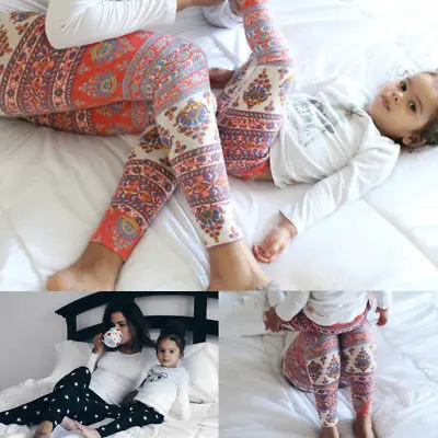 Одинаковые Семейные штаны с цветочным принтом для родителей и детей мягкие