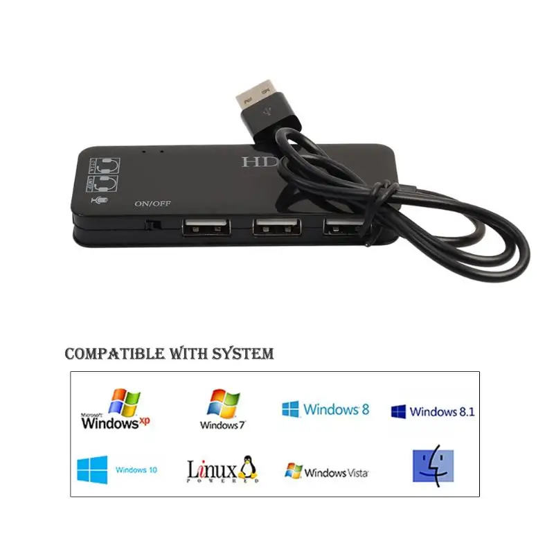 Usb концентратор с 3 портами внешняя звуковая карта 7 1 каналов адаптер для