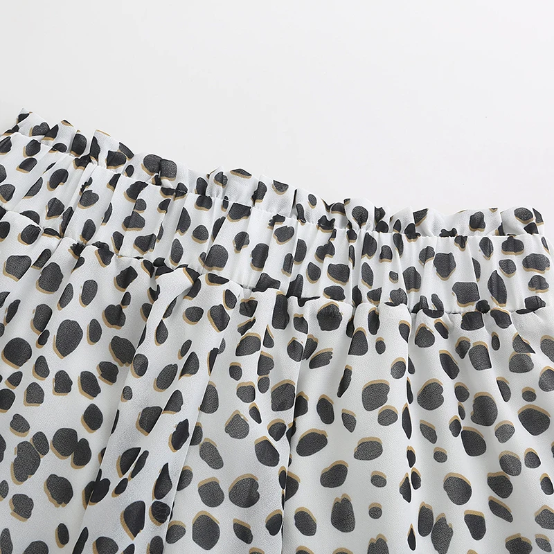 Женская винтажная юбка с высокой талией леопардовая эластичной резинкой на