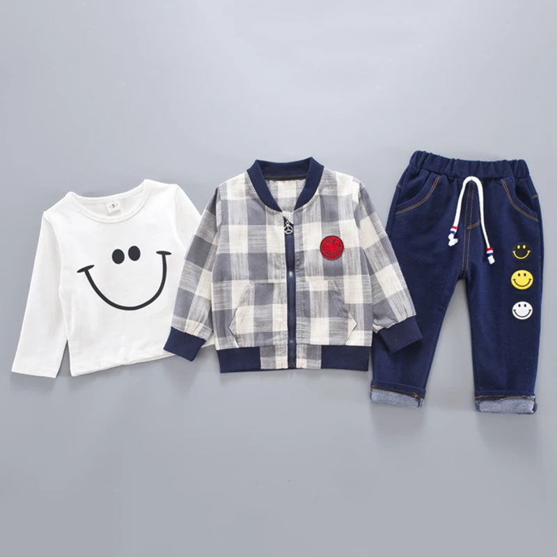 Осенние костюмы для маленьких мальчиков футболка с длинными рукавами и принтом