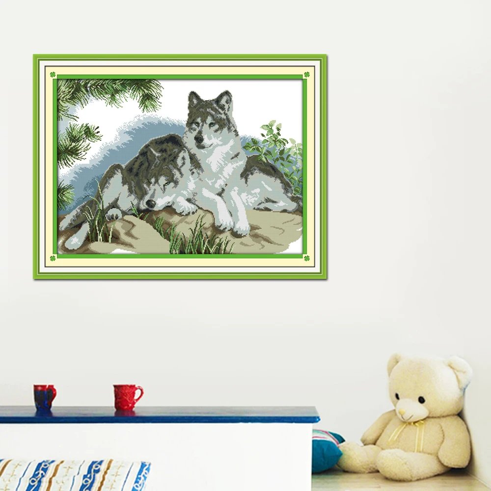 Joy Sunday D660 14CT 11CT штампованные и счетные украшения дома Пара волков наборы