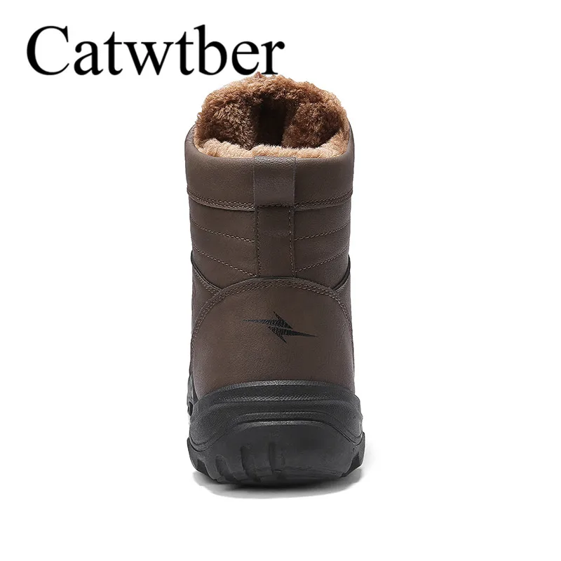 Catwtber новая уличная Мужская зимняя обувь модные плюшевые меховые кожаные зимние