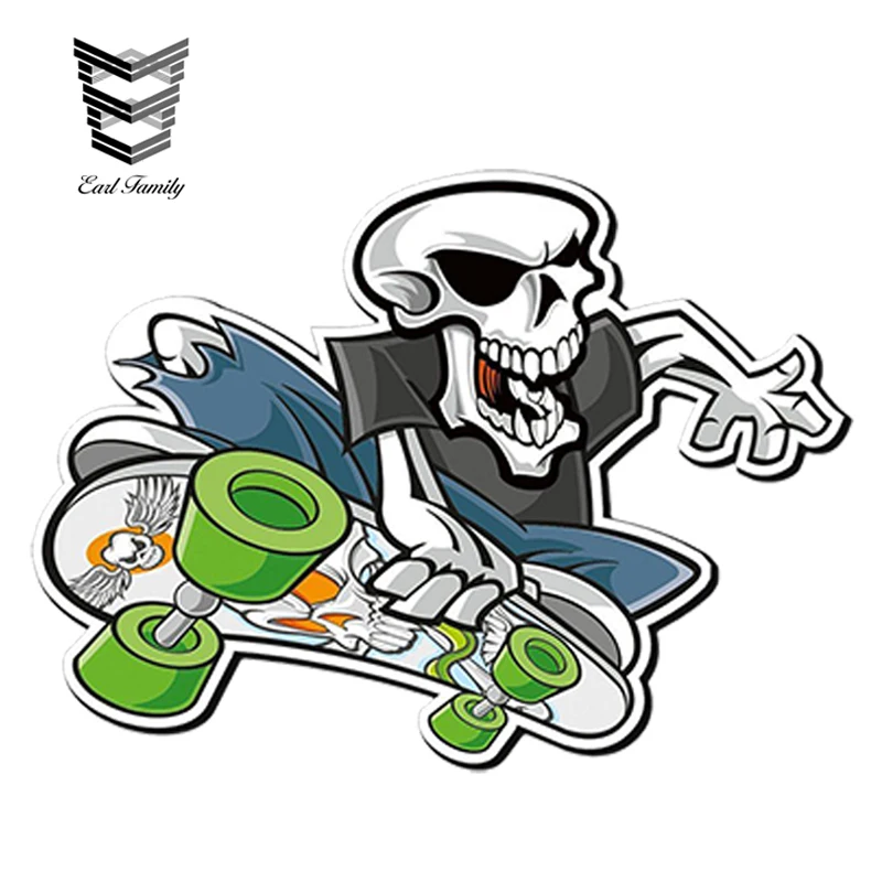 

EARLFAMILY 13 см x 10 см Автомобильная наклейка скейтборд с черепом Виниловая наклейка для ноутбука Дорожный чемодан графика аксессуары для стайли...