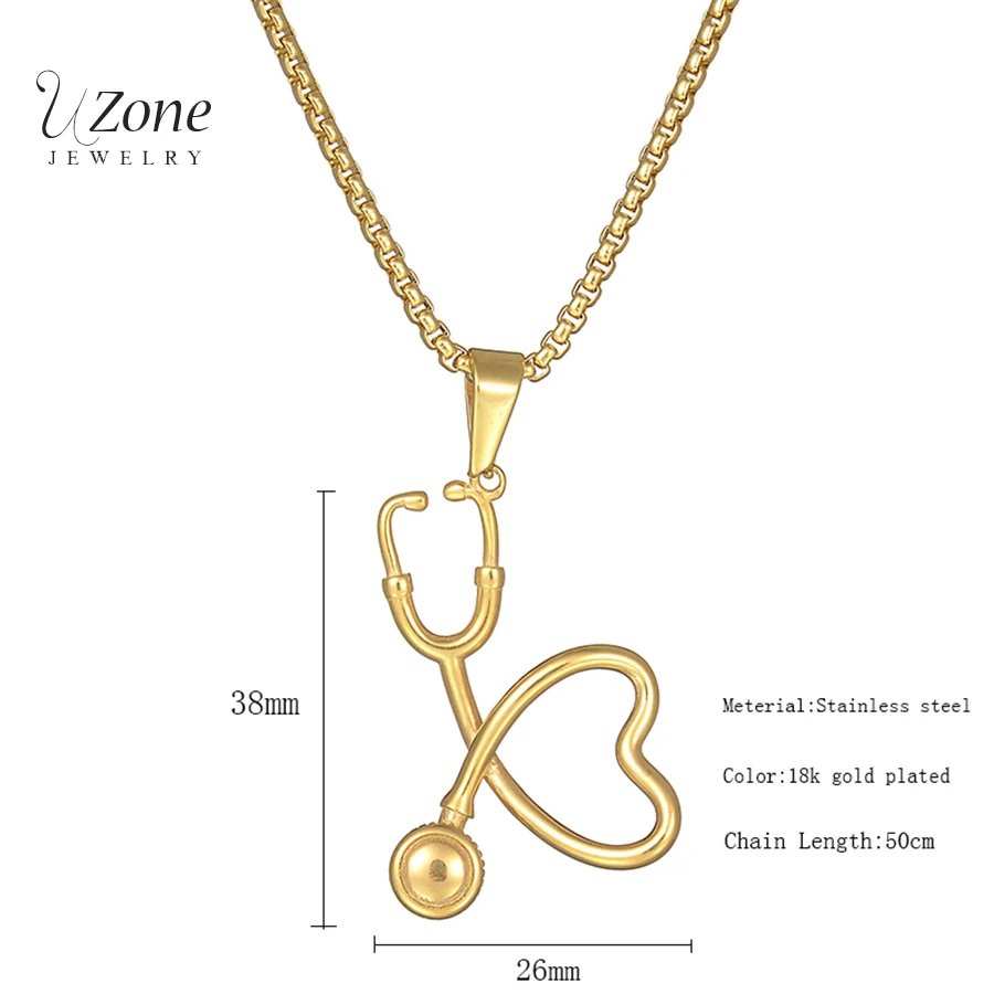 Новое модное Свадебное Сердце доктор ювелирный стетоскоп золотой цвет цепочка