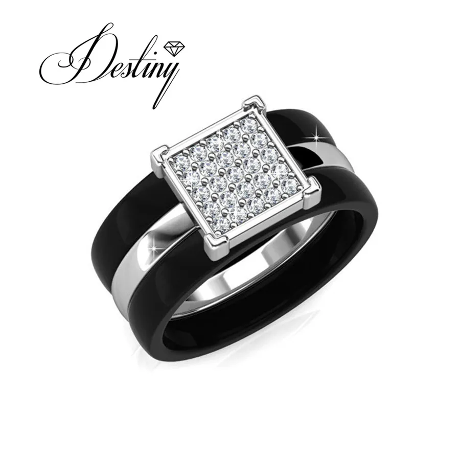 Destiny Jewellery ПР кольцо украшен стразами от Сваровски белый и черный Керамика