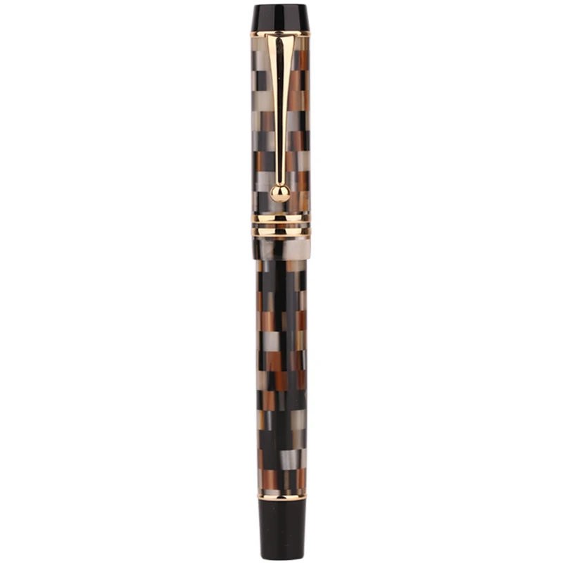 Brown Moonman M600 целлюлоидная Шахматная перьевая ручка Германия шмифт тонкий наконечник 0,5 мм отличный модный офисный писательский подарочный набор - Цвет: Brown