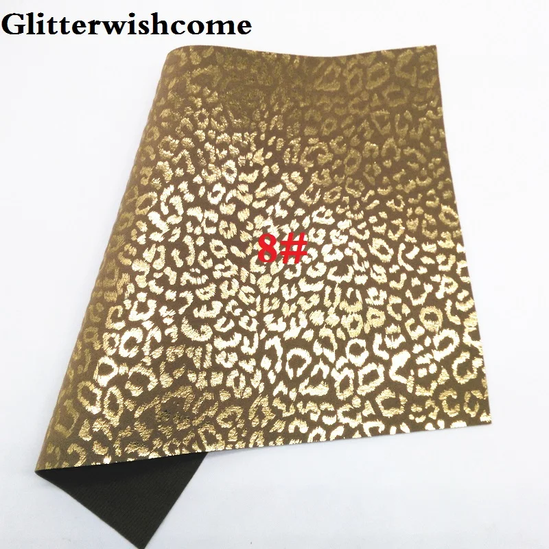 8 Glitterwishcome 21X29 см A4 Размер Vinil Para Lazos, листы из искусственной кожи, леопардовая искусственная кожа ткань для бантов, GM147A - Цвет: 8