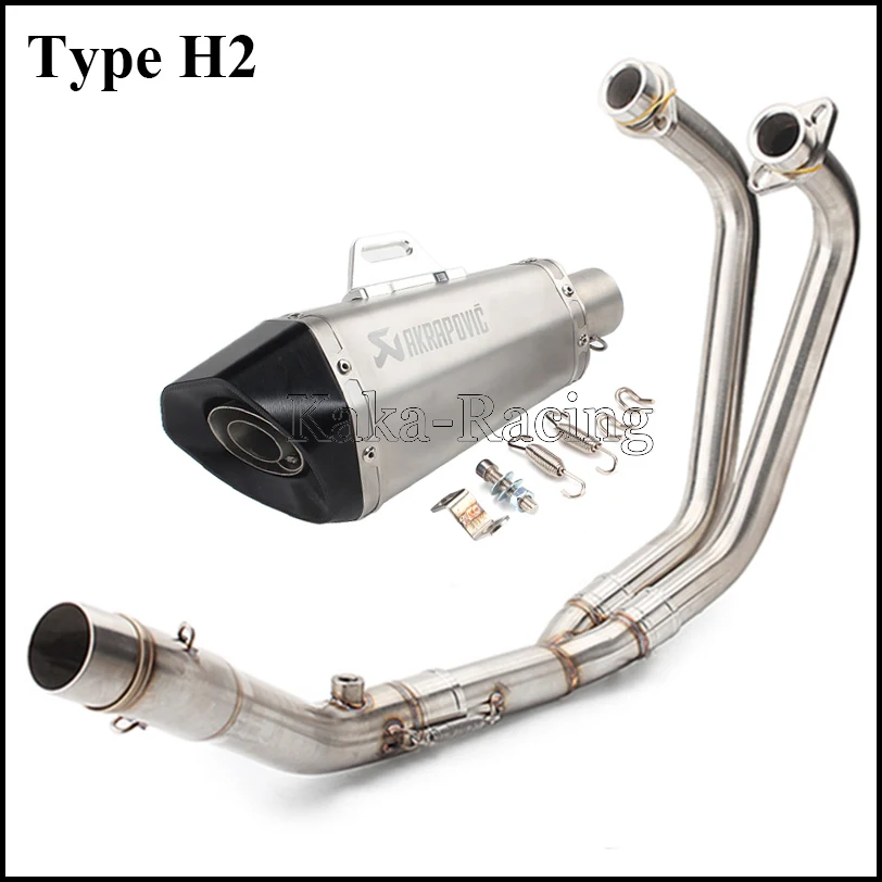 Type H2 MT-03 MT03 мотоцикл Akrapovic глушитель выхлопной трубы полная система скольжения Передняя средняя труба для Yamaha R3 YZF R25 - Цвет: Type H2