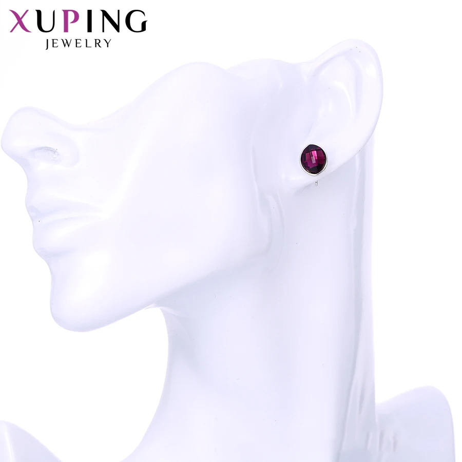 Xuping простые круглые серьги гвоздики с разноцветными кристаллами от Swarovski модные