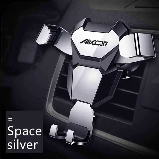 Silver Автомобильный держатель для телефона WEINUO для iPhone X 7, подставка для крепления на вентиляционное отверстие, универсальный держатель для смартфона, автомобильный держатель - Цвет: Silver
