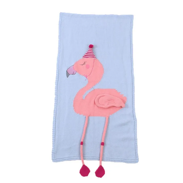 Flamingo Blue 60 см* 120 см милый детский плед с изображением фламинго, оленя, единорога, животного, дивана, кровати, плед для путешествий, шерстяное одеяло, детский подарок - Цвет: Flamingo Blue
