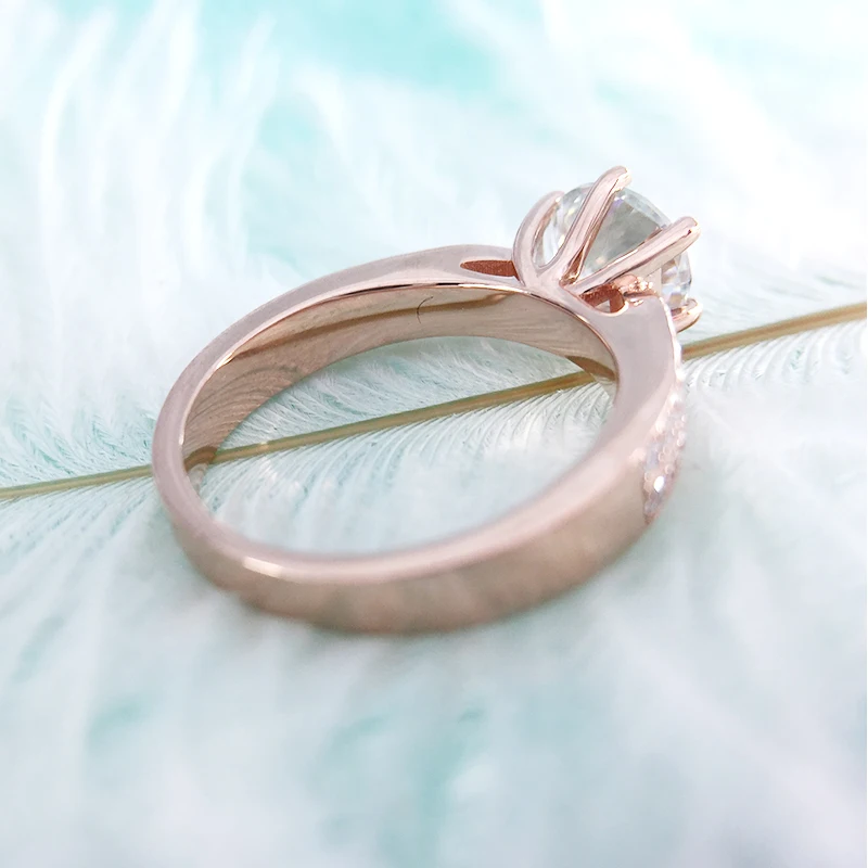 Solid 10K Rose White gold Round Moissanite DF color Lab Diamond Engagement Ring Accent Stone for Women | Украшения и аксессуары