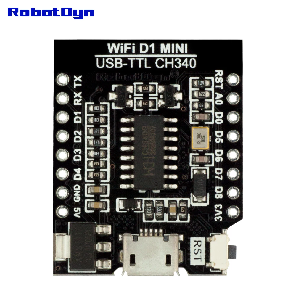 CH340G USB-TTL конвертер для ESP8266 -ESP07 / ESP12 WI-FI D1 маленький размер с pin-заголовки набор. |