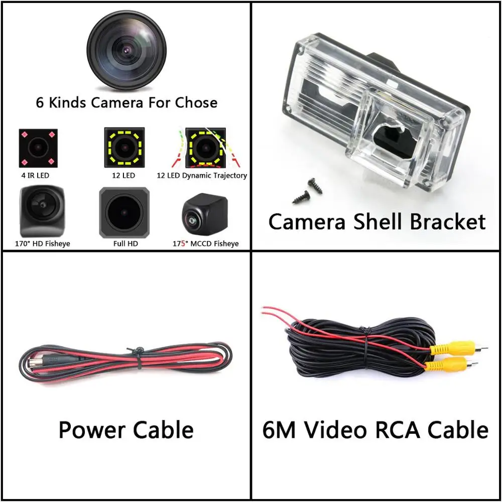 Camera Only 175 градусов MCCD Fisheye 12LED HD заднего вида Камера для Toyota Reiz Avalon XX10 Land Cruiser Prado 200 LC200 монитор автомобиля - Название цвета: Camera Only