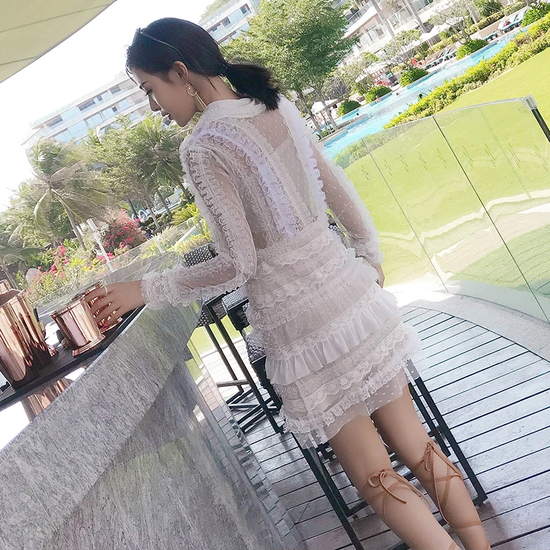 Новое весеннее Сетчатое кружевное платье CIH с бусинами сказочное бабочками белое