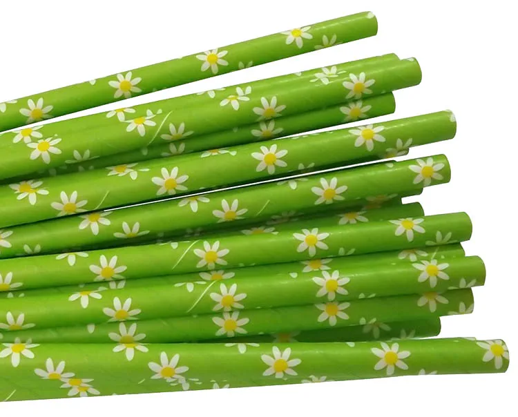 Бесплатная доставка 100 шт. дейзи цветы Бумажные Соломинки Банкетный Питьевой