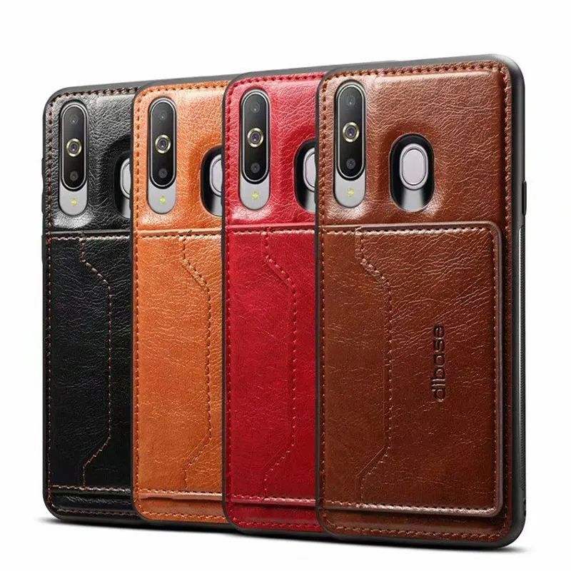 JIATEXIN TPU Bumper Case For Samsung Galaxy A8s PU Leather Cover Shell A9 Pro (2019) Magnetic Holder With Card Pocket Capa |