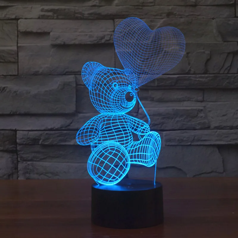 TAMPROAD Baby Kids Night Lamp Color Change Sensor LED Bear Light 3D Heart Balloon Home Room Decoration moon lamp | Лампы и освещение