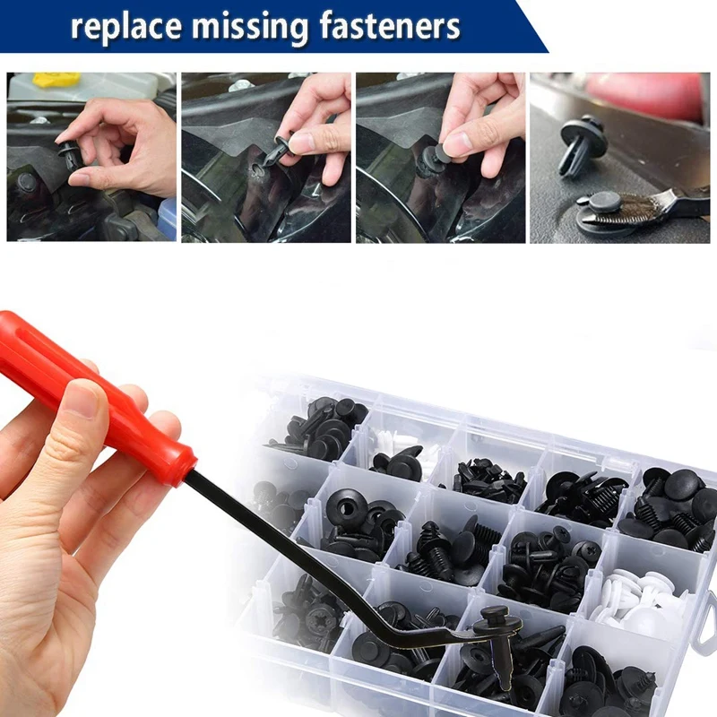 435 Pcs Car Retainer Clips &amp Plastic Fasteners Kit - 19 Most Popular Sizes Auto Push Pin Rivets Set -Door Trim Panel For |
