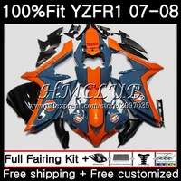 injection body for yamaha yzf r 1 yzf 1000 yzf r1 2007 2008 11hc 7 yzf1000 yzf 1000 yzf r1 yzfr1 07 08 fairing blue orange kit