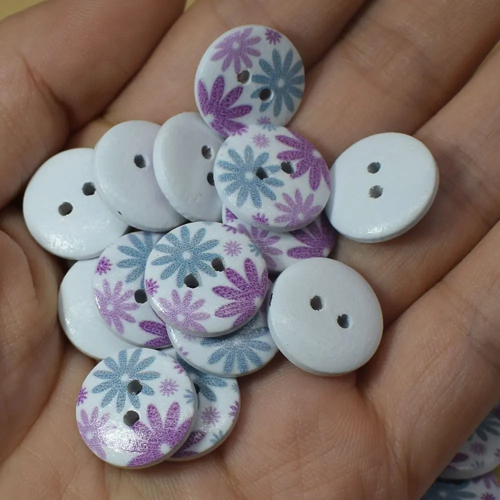 50PCS New Flower 2-Holes Wooden Buttons Sewing Button Wood Craft Scrapbooking Clothing Accessories DIY 15MM | Дом и сад