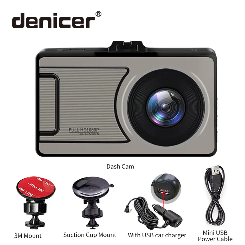 Denicer Dash Cam 3 0 дюймовый экран камера Full HD 1080P Автомобильный регистратор видео