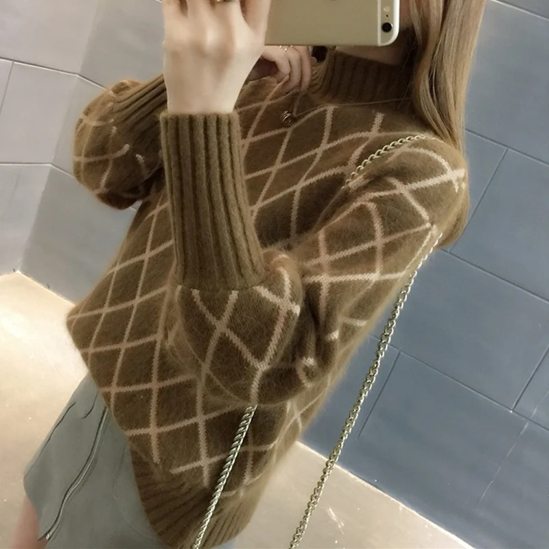 Pull Femme Autumn Winter Women Cashmere Sweaters And Pullovers Striped Thick Knitting Sweater Female Loose Knit Jumpers | Женская одежда
