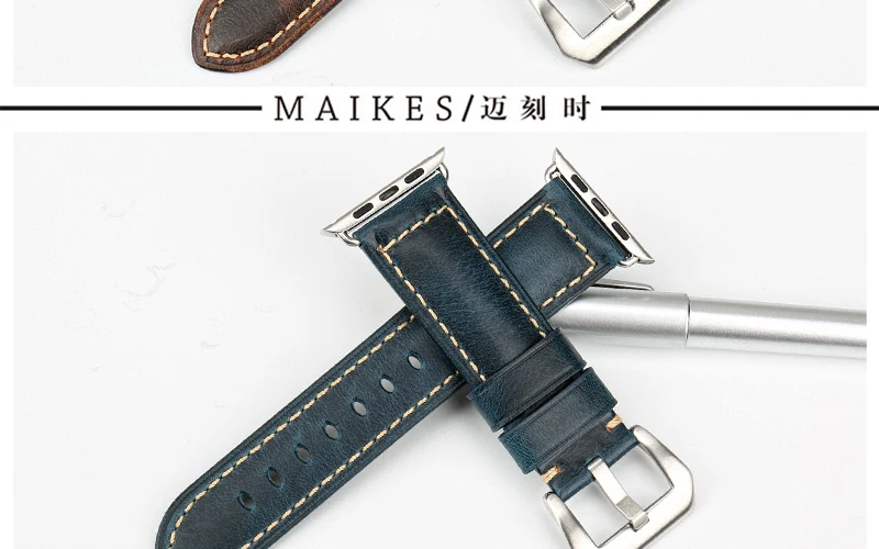 MAIKES, винтажный кожаный ремешок для Apple Watch, ремешок 44 мм, 40 мм, серия 4, 3, 2, 1, ремешок iWatch, ремешок для Apple Watch, 42 мм, 38 мм