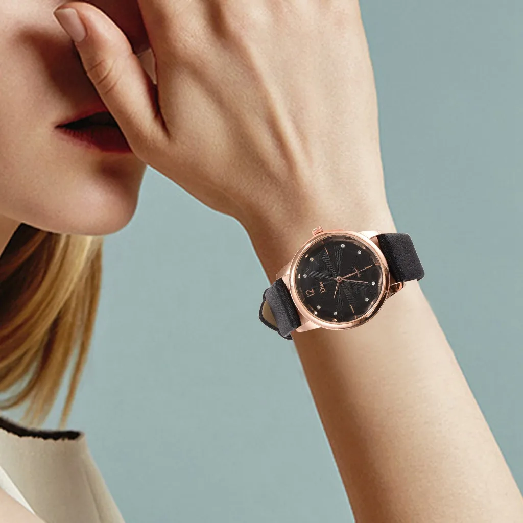 Роскошные модные женские кожаный ремешок для часов текстура листьев аналоговые