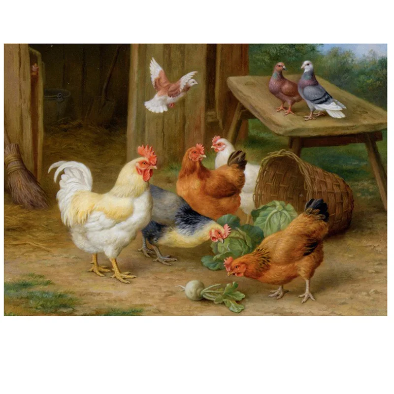 2016 5D DIY Diamond Painting Animals Icon Embroidery Household Decoration Fabric Resin Craft Chicken &amp Pigeons | Дом и сад