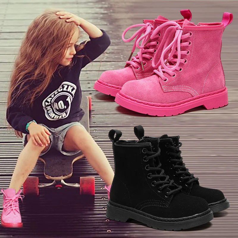 Koovan/Детские кожаные ботинки для девочек 2018 Женские из натуральной кожи мальчиков