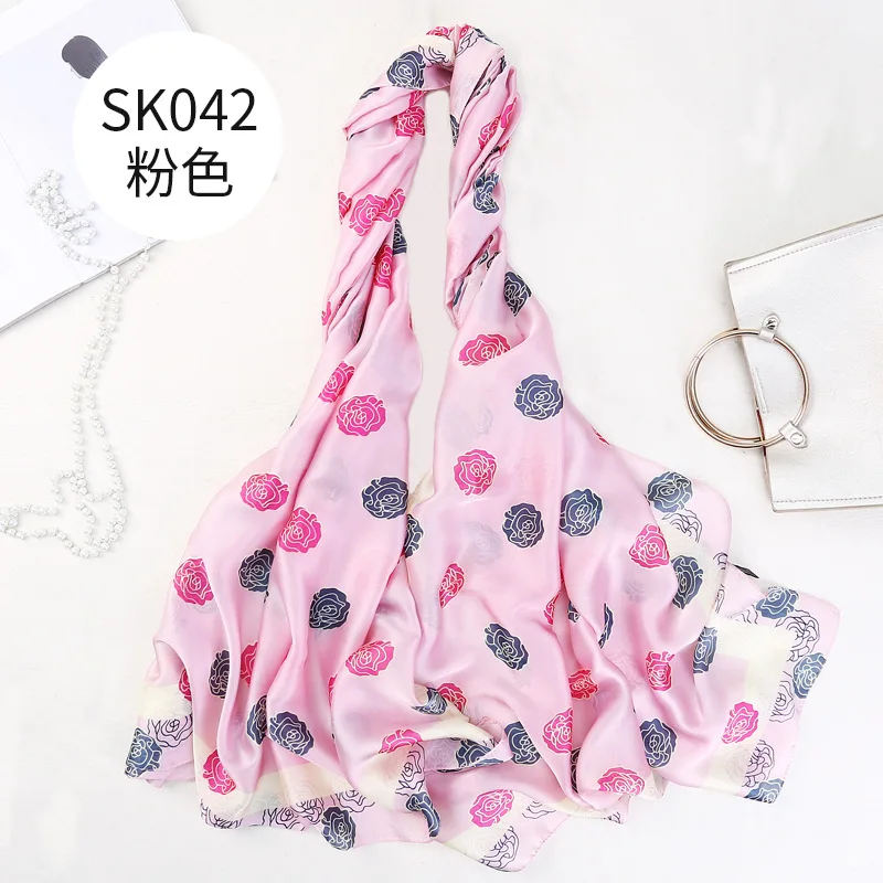 Новая роза цветок печати шарф атласный шелковый супер солнце мыс литературы